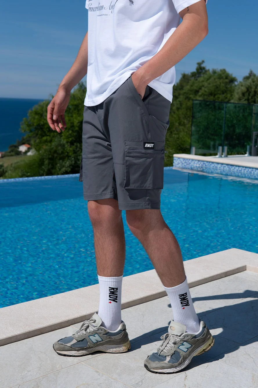 Grey Tech Cargo Shorts